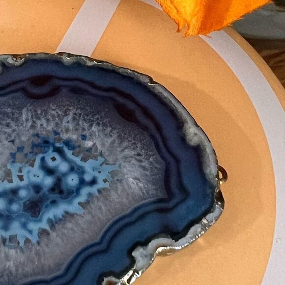 Reversible Blue Agate Stone Pendant.  #JW7 - Picture 8 of 9